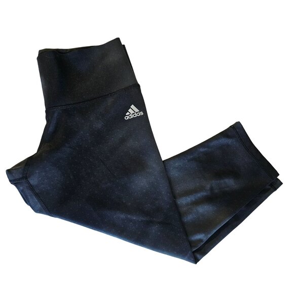 Adidas Womens Black Crop Polka dot Athletic Leggings size Small - Picture 1 of 12